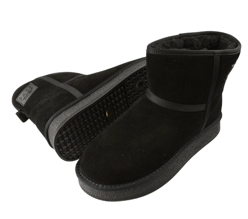 Ghete sport, dama, PASS COLLECTION, M470022A, negru, piele intoarsa